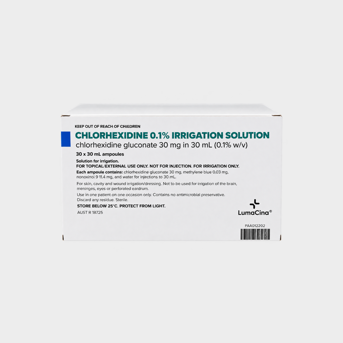 Chlorhexidine Irrigation Solution 0.1% 30ml Steritube Ampoules